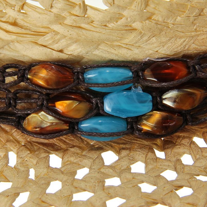 Summer Straw Cowboy Hat with Turquoise Brooch and Shell-like Beads