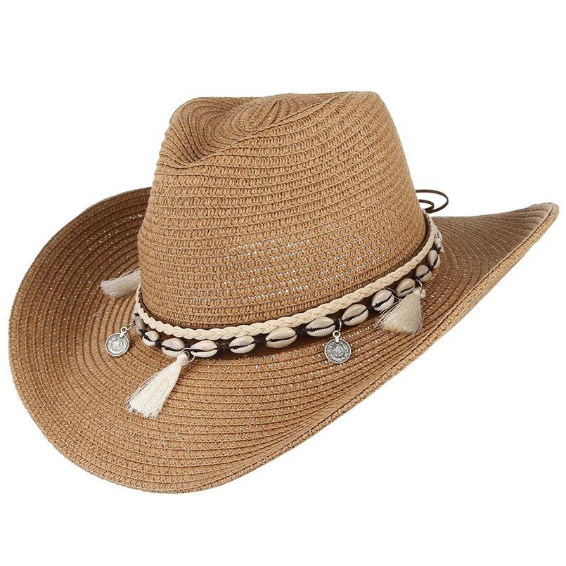 Sommer-Cowboyhut mit Muschelquasten und Anhängern