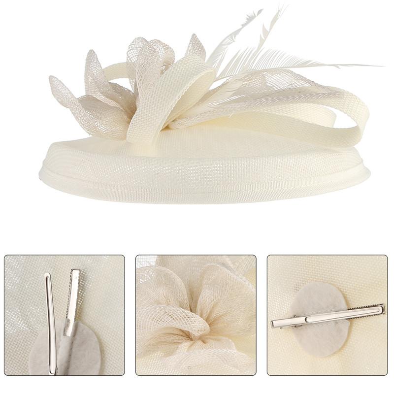 Sinamay Mesh Pillbox Fascinator Hat with Feathers