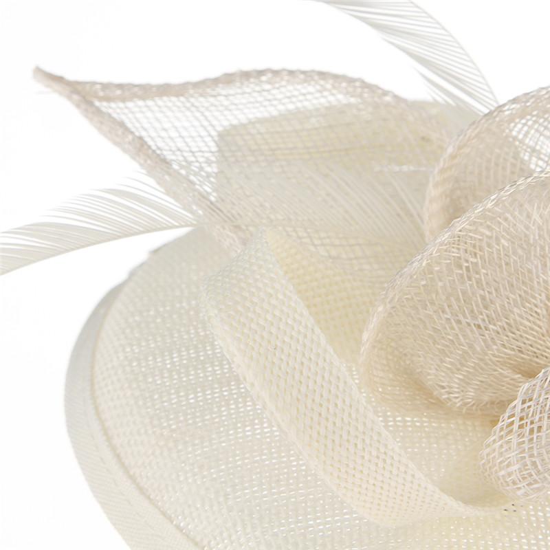 Sinamay Mesh Pillbox Fascinator Hat with Feathers