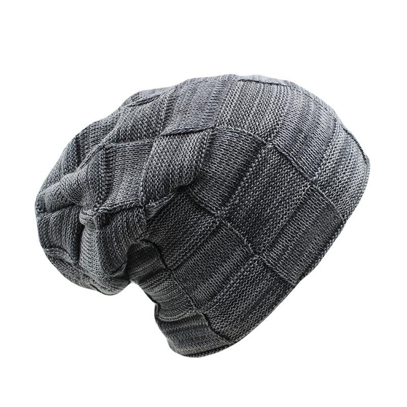 Karierte dicke Wollmütze, Beanie oder Strickmütze