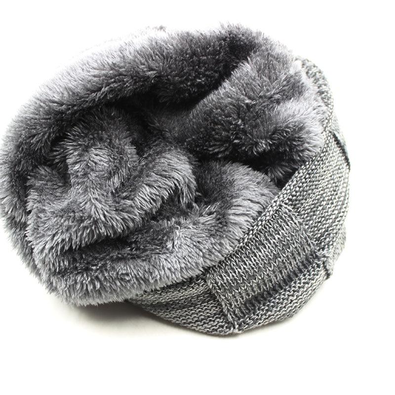 Karierte dicke Wollmütze, Beanie oder Strickmütze