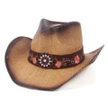 Damen-Cowboyhut mit besticktem rosa Blumenband