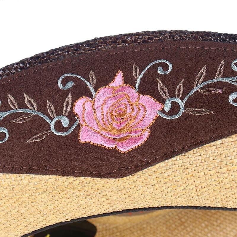 Damen-Cowboyhut mit besticktem rosa Blumenband
