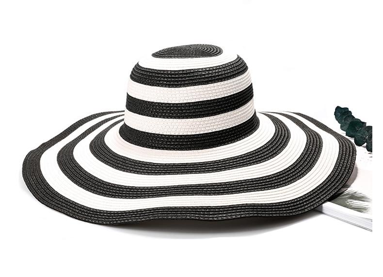 INNOVATO Wide Brim Floppy Striped Straw Sun Hat