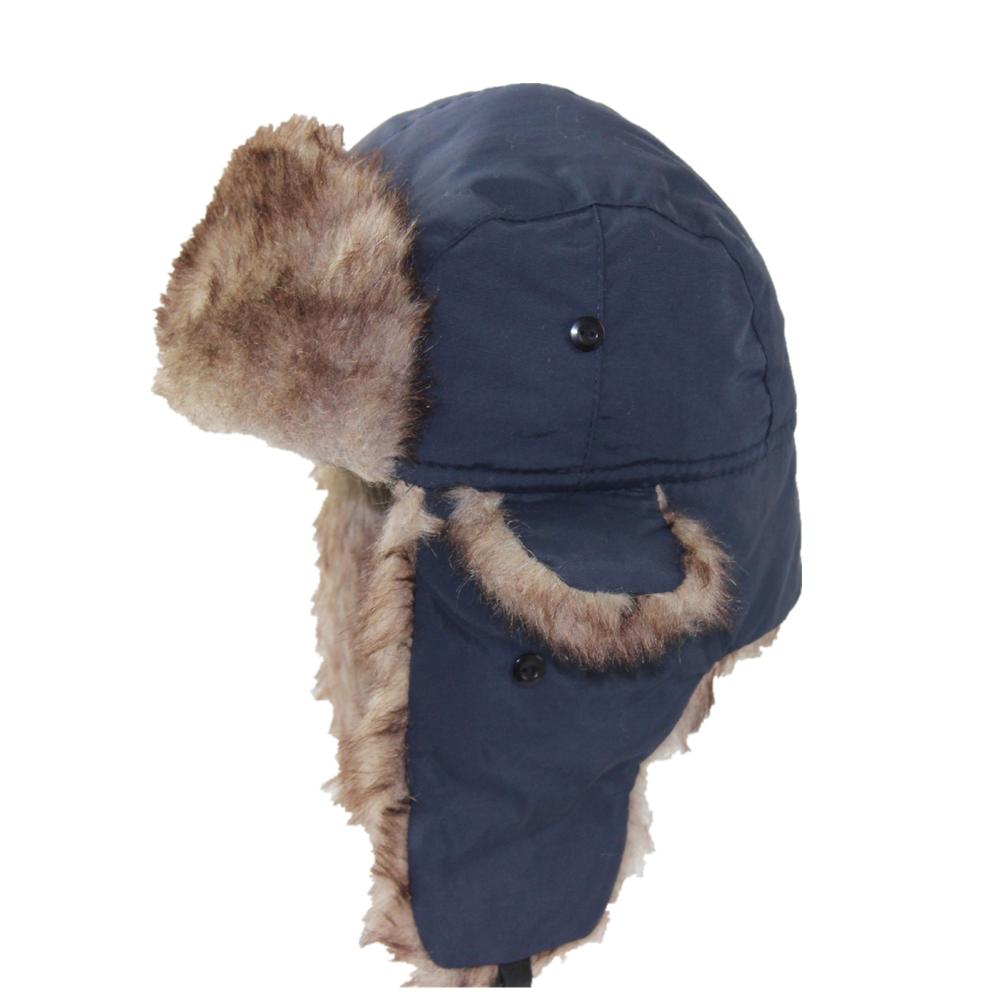 Thick Warm Trapper Fur Bomber Hat with Earflaps