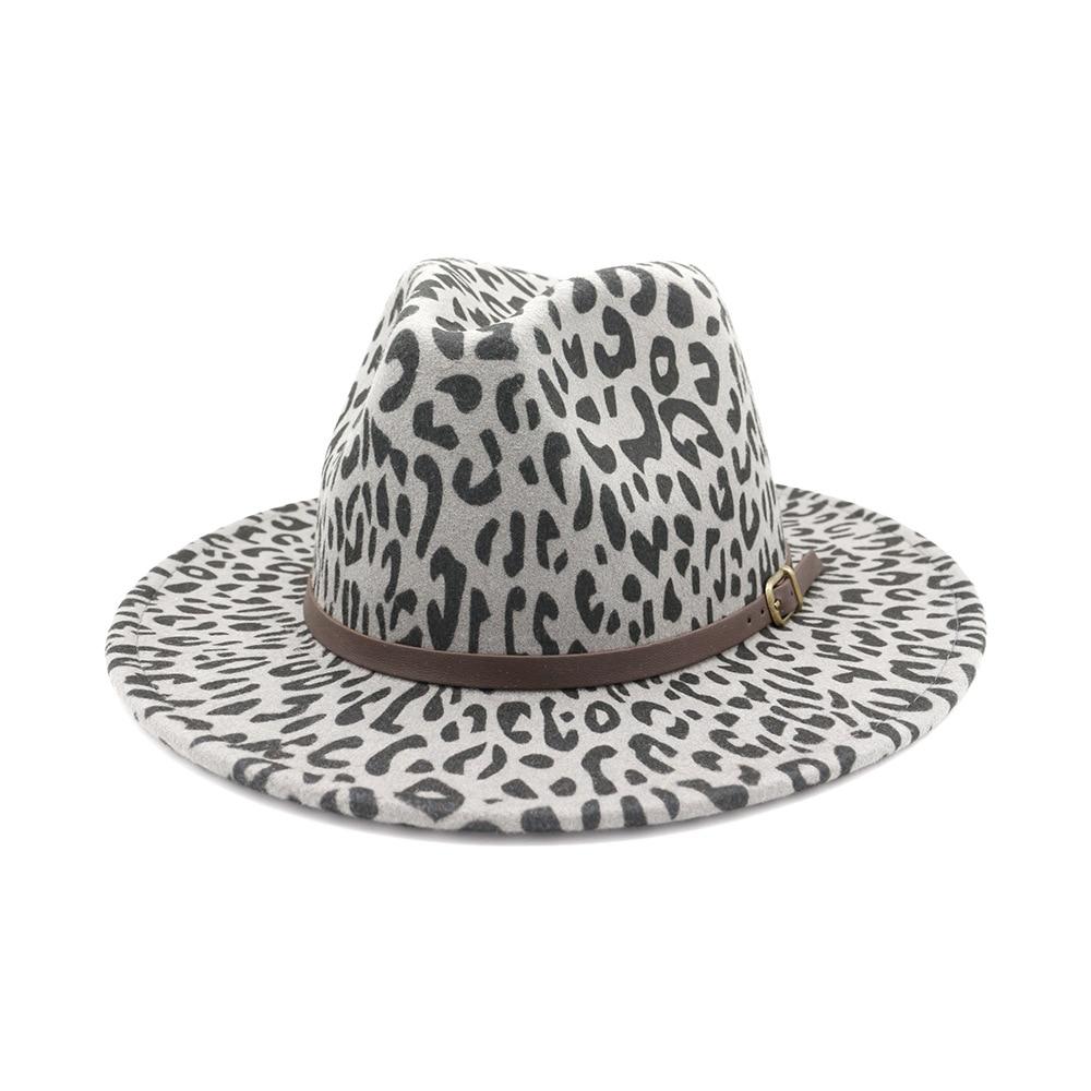 Vintage Leopard-printed Felt Panama Fedora Hat with Belt