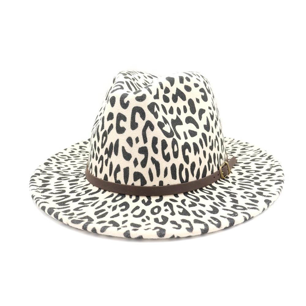 Vintage Leopard-printed Felt Panama Fedora Hat with Belt