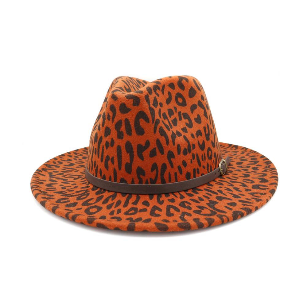 Vintage Leopard-printed Felt Panama Fedora Hat with Belt