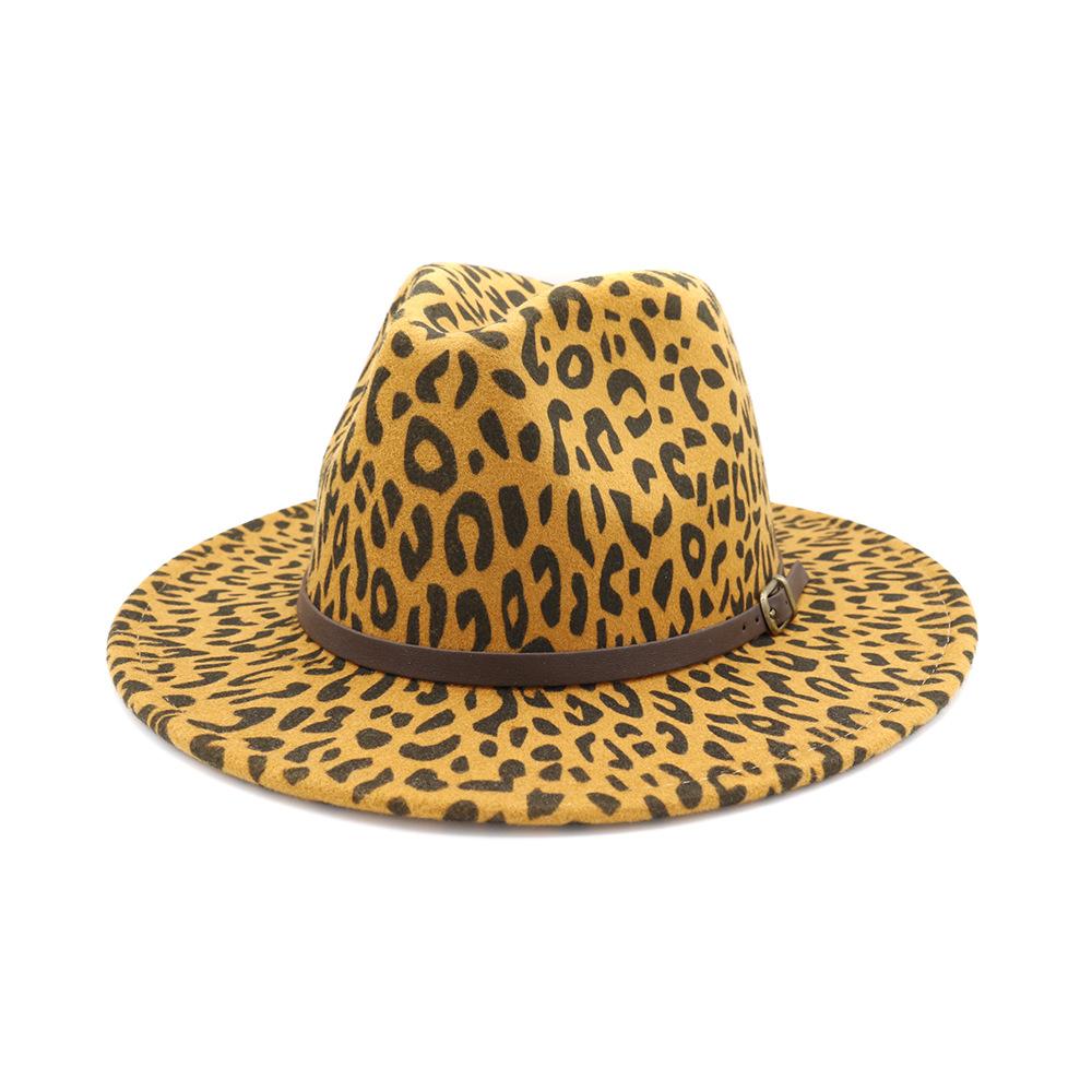 Vintage Leopard-printed Felt Panama Fedora Hat with Belt