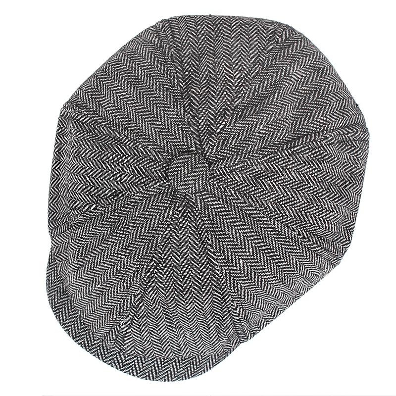 Woolen Herringbone Tweed Newsboy Cap