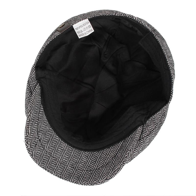 Woolen Herringbone Tweed Newsboy Cap