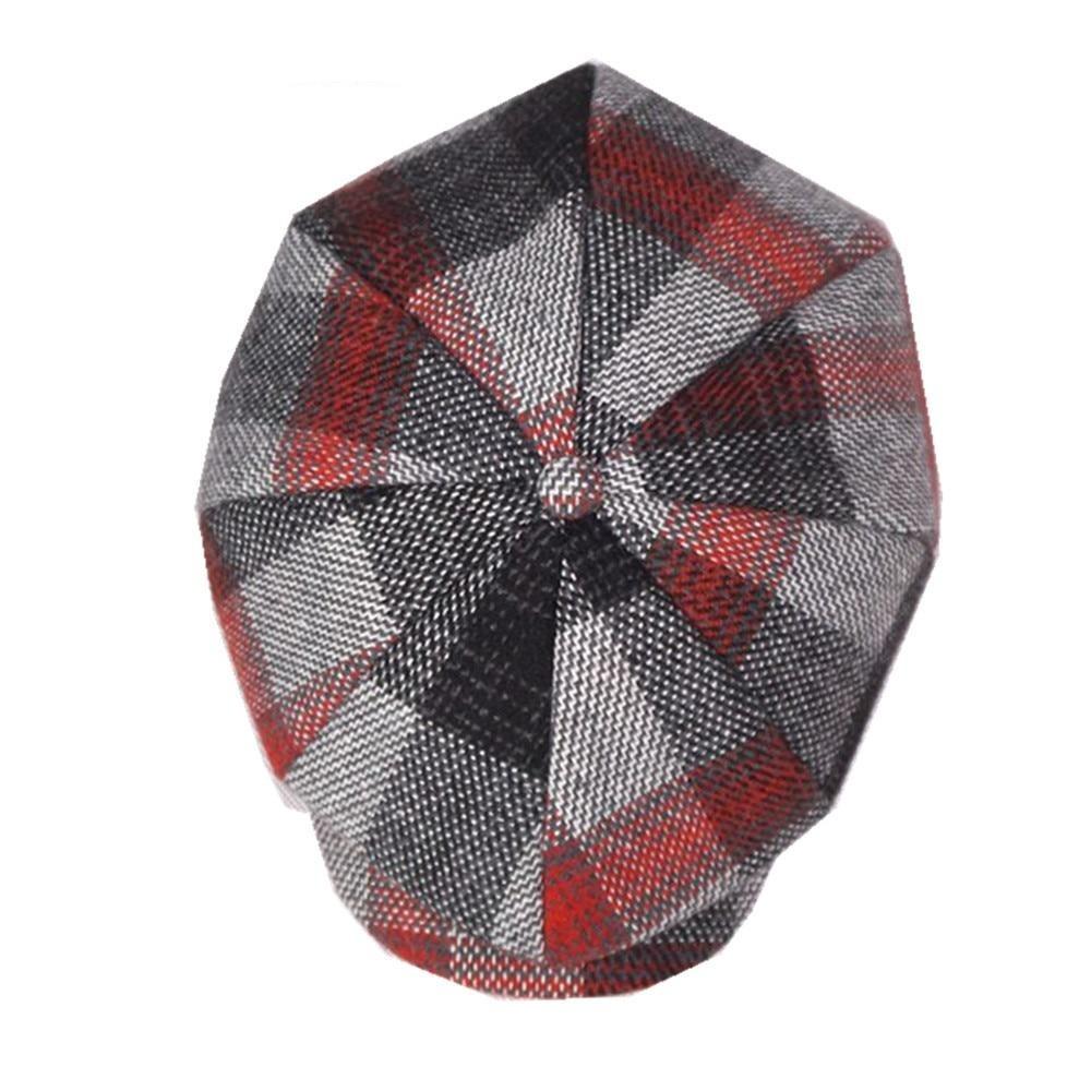 Vintage Plaid Tweed Woolen Newsboy Cap