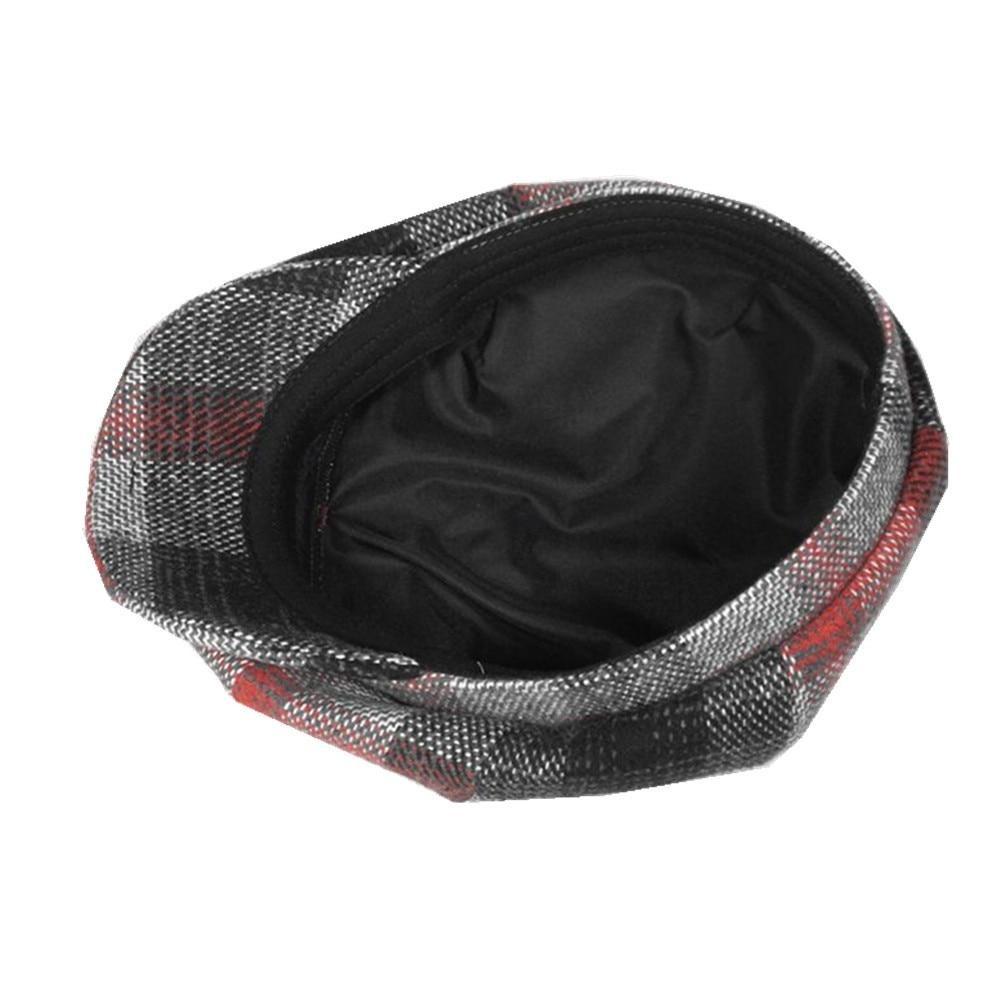 Vintage Plaid Tweed Woolen Newsboy Cap