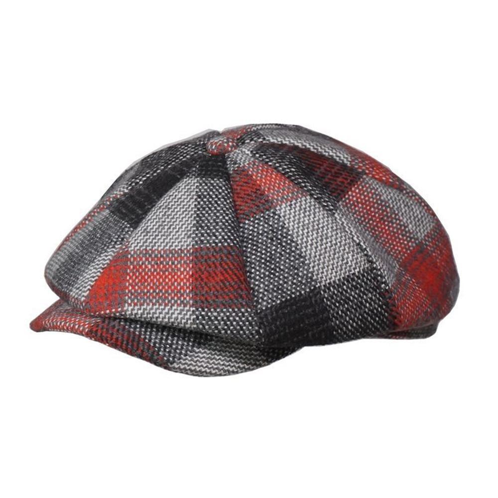 Vintage Plaid Tweed Woolen Newsboy Cap