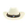 Woven Cattleman Cowboy Hat with Patterned Beaded Band