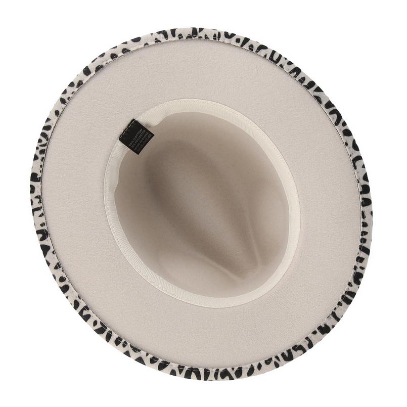 Wide Brim Leopard Wool Felt Fedora Hat