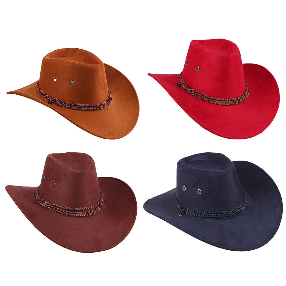 Western-Cowboyhut mit breiter Krempe aus Kunstleder und verstellbarem Kinnriemen