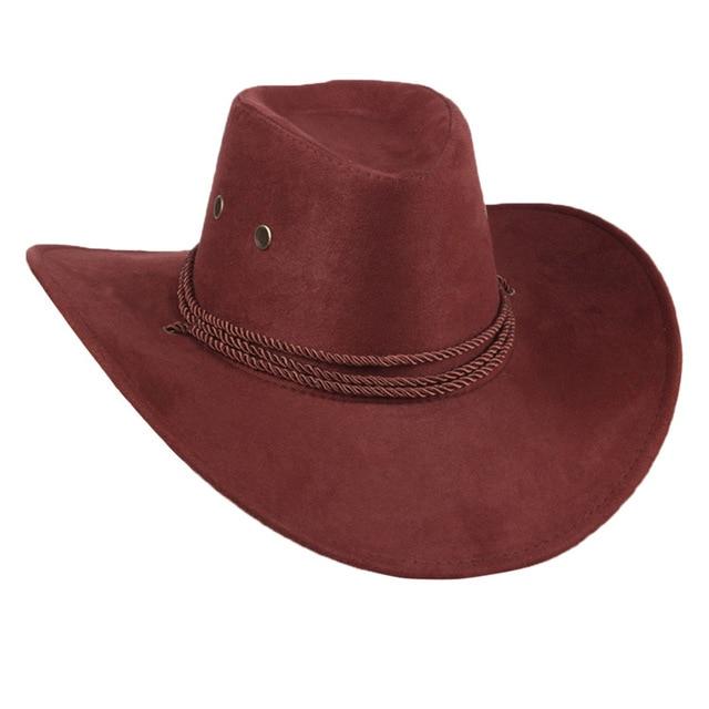 Western-Cowboyhut mit breiter Krempe aus Kunstleder und verstellbarem Kinnriemen