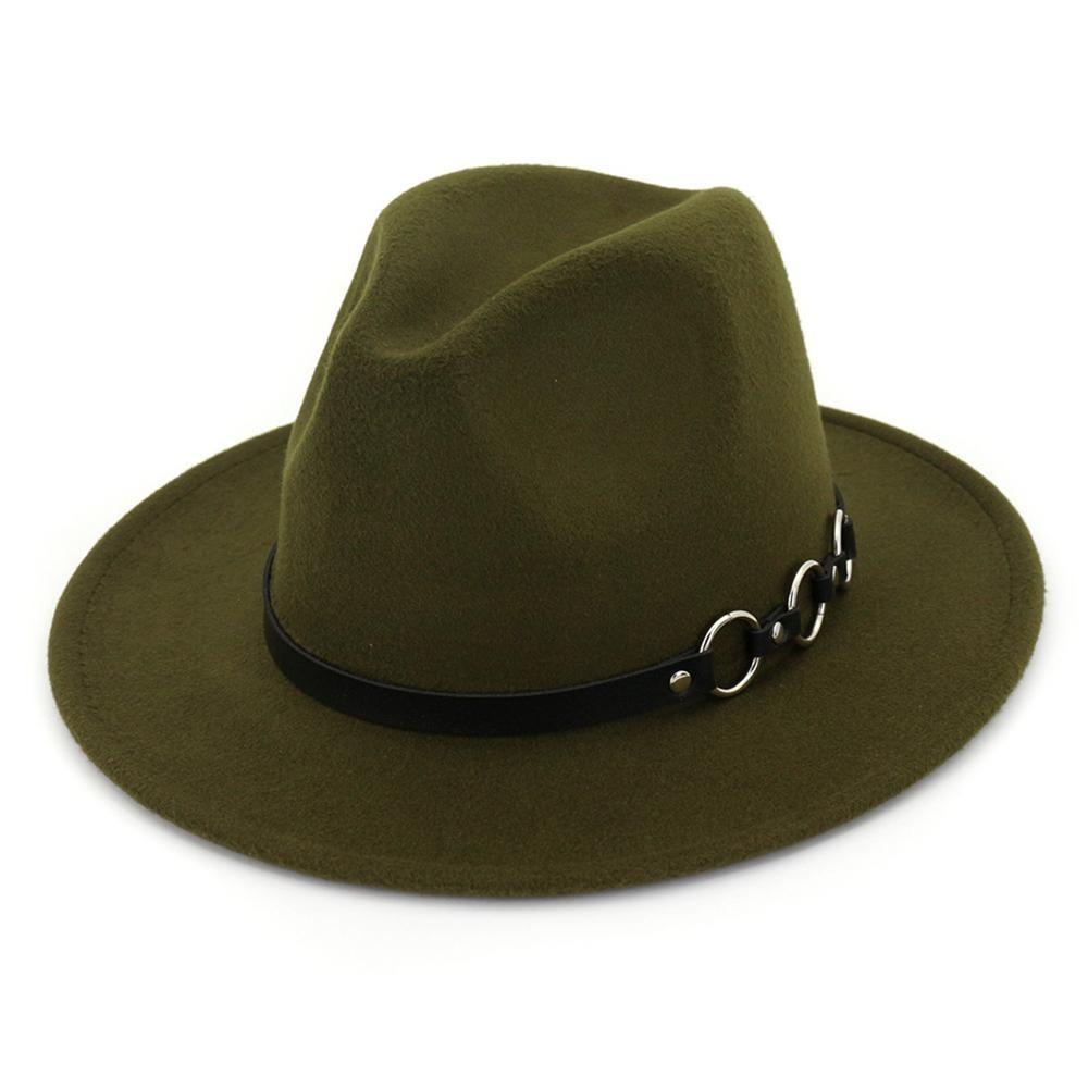 Breitkrempiger Vintage-Filzhut im Fedora-Panama-Stil mit Ketten-Gürtel