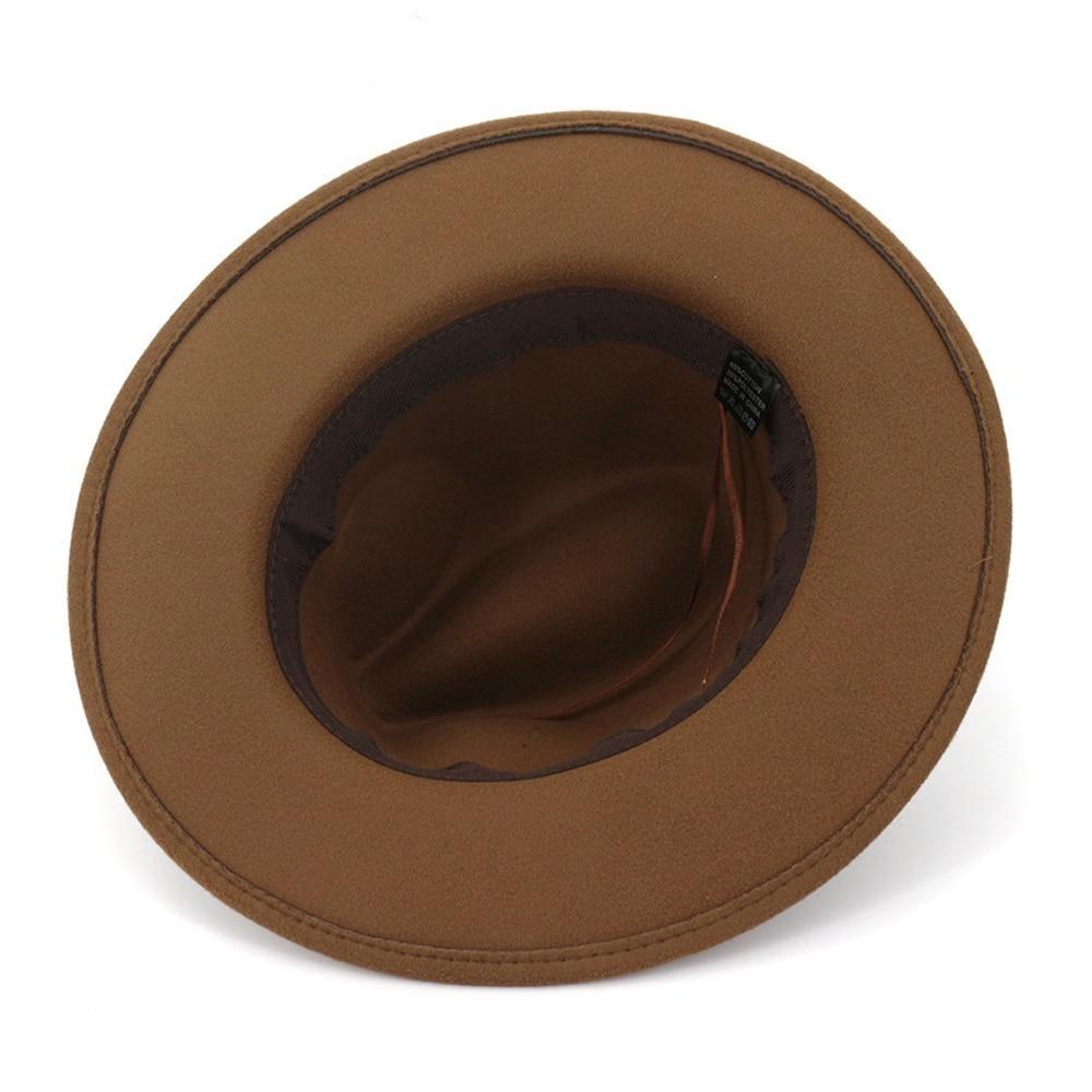 Breitkrempiger Vintage-Filzhut im Fedora-Panama-Stil mit Ketten-Gürtel