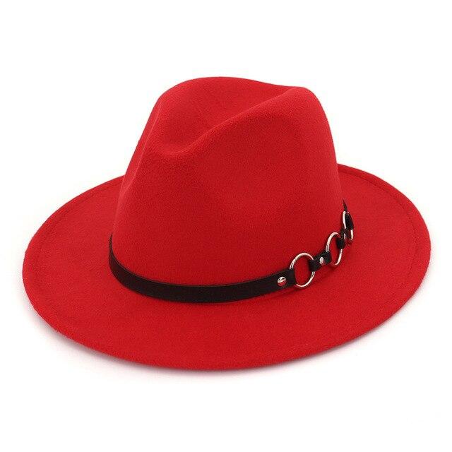 Breitkrempiger Vintage-Filzhut im Fedora-Panama-Stil mit Ketten-Gürtel