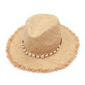 Raffia Panama Hat with Natural Hawaian Cowrie Shell Conch