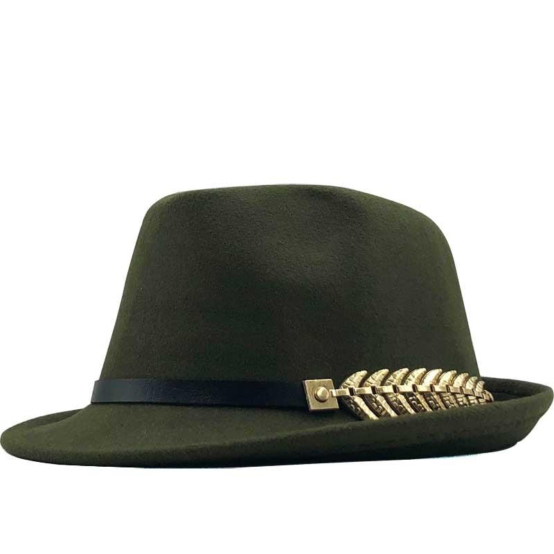 Wool Felt Trilby Fedora Hat with a Laurel Crown Belt Hatband