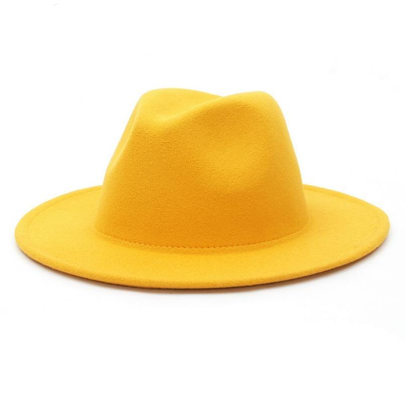 Solid Color Wide Brim Wool Felt Fedora Hat