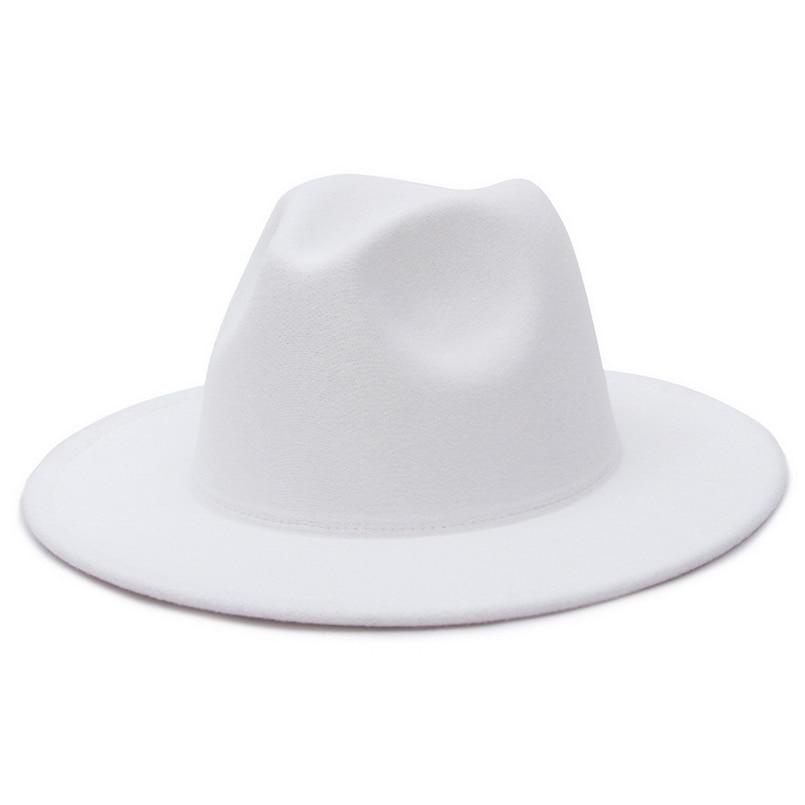 Solid Color Wide Brim Wool Felt Fedora Hat