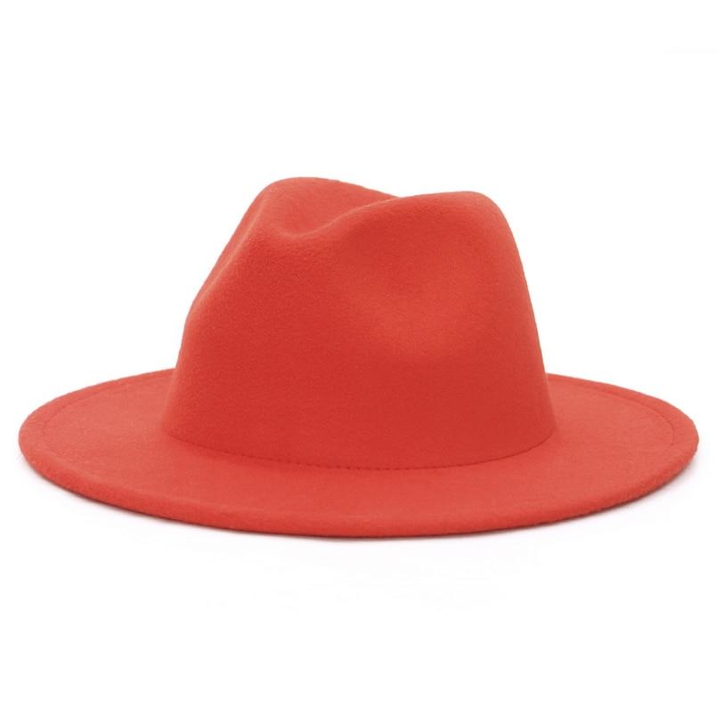Solid Color Wide Brim Wool Felt Fedora Hat