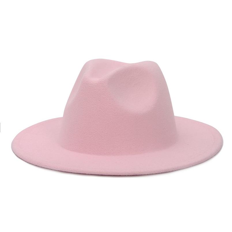 Solid Color Wide Brim Wool Felt Fedora Hat
