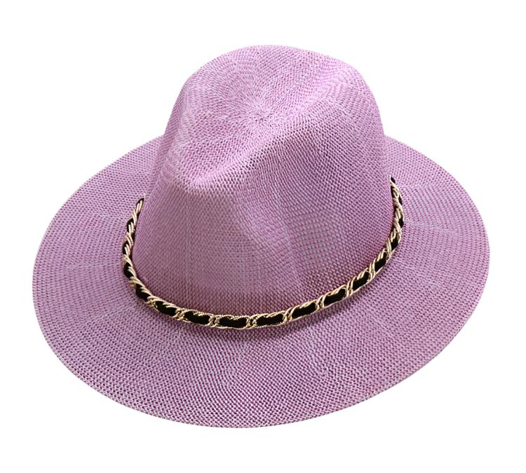 Panama Hat with Luxury Metal Chain