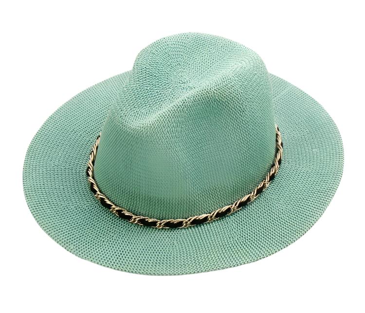 Panama Hat with Luxury Metal Chain