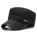 Buckled Warm Russia Flat Top Military Cap with Earflaps