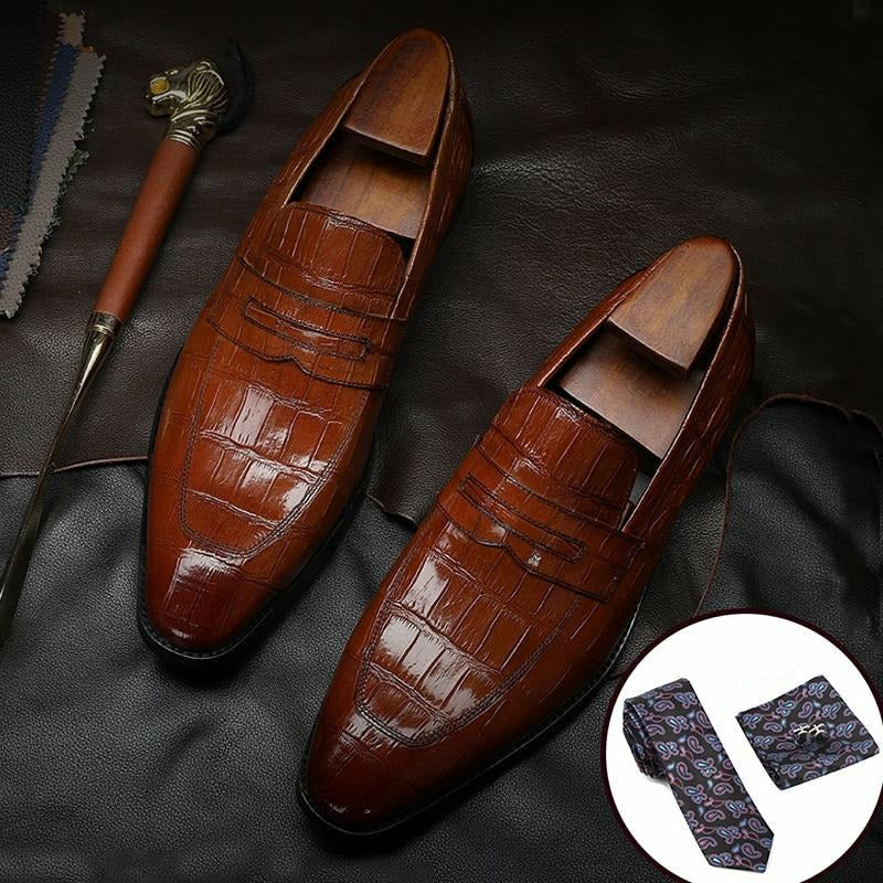 Men Leather Shoes Brand Bullock Genuine Leather Black Slip On Brogue Wedding Shoes