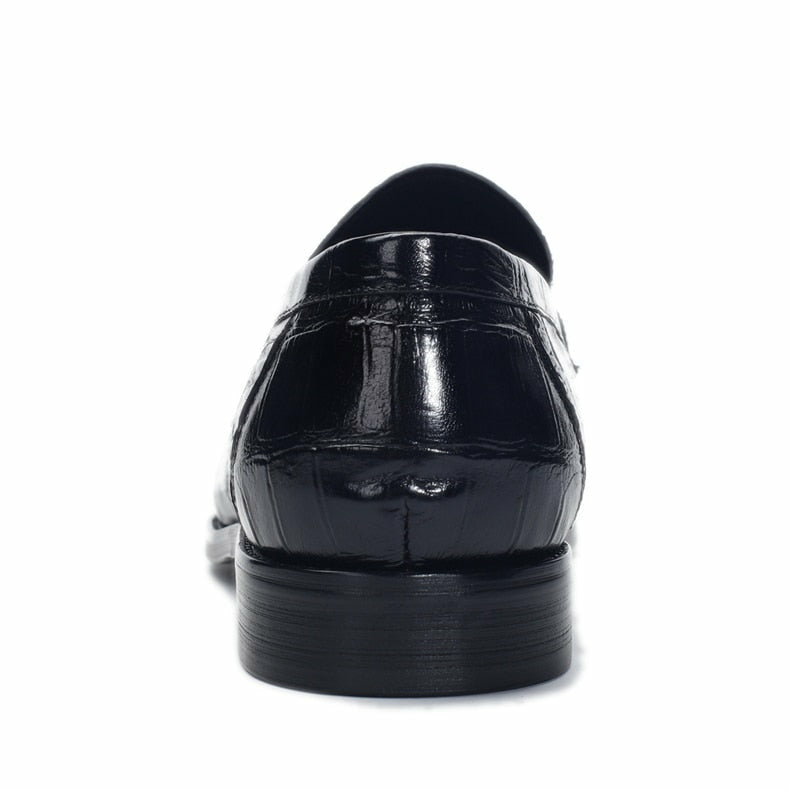 Men Leather Shoes Brand Bullock Genuine Leather Black Slip On Brogue Wedding Shoes