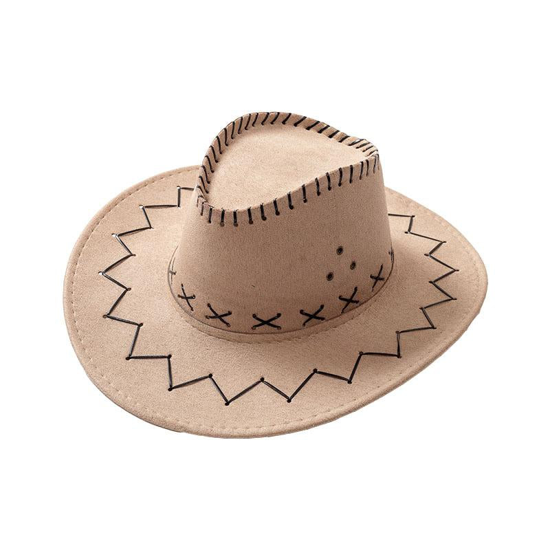 Mom & Daughter Retro Stitched Pattern Cowboy Hat with Adjustable Chin Tie