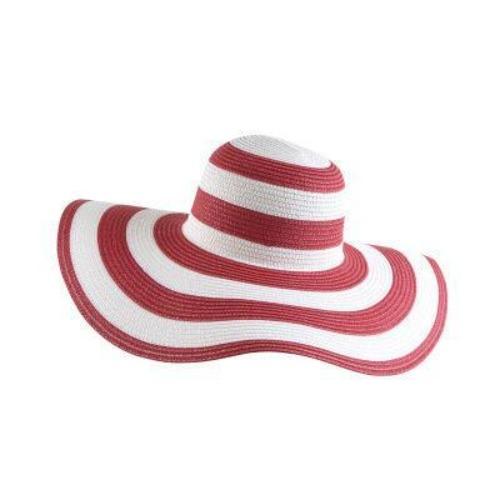 Summer Wide Brim Floppy Striped Straw Sun Ladies Hat