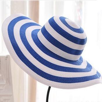 Summer Wide Brim Floppy Striped Straw Sun Ladies Hat