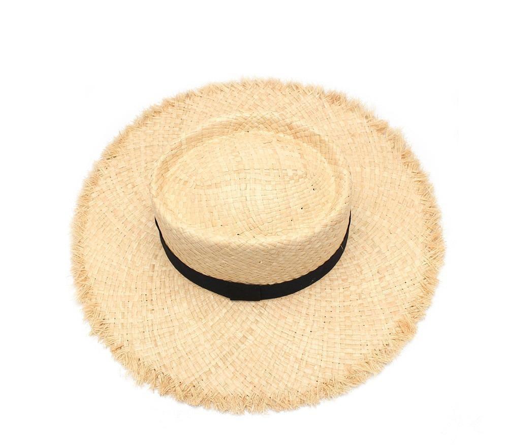 Foldable Raffia Straw Floppy Beach Hat with Belt