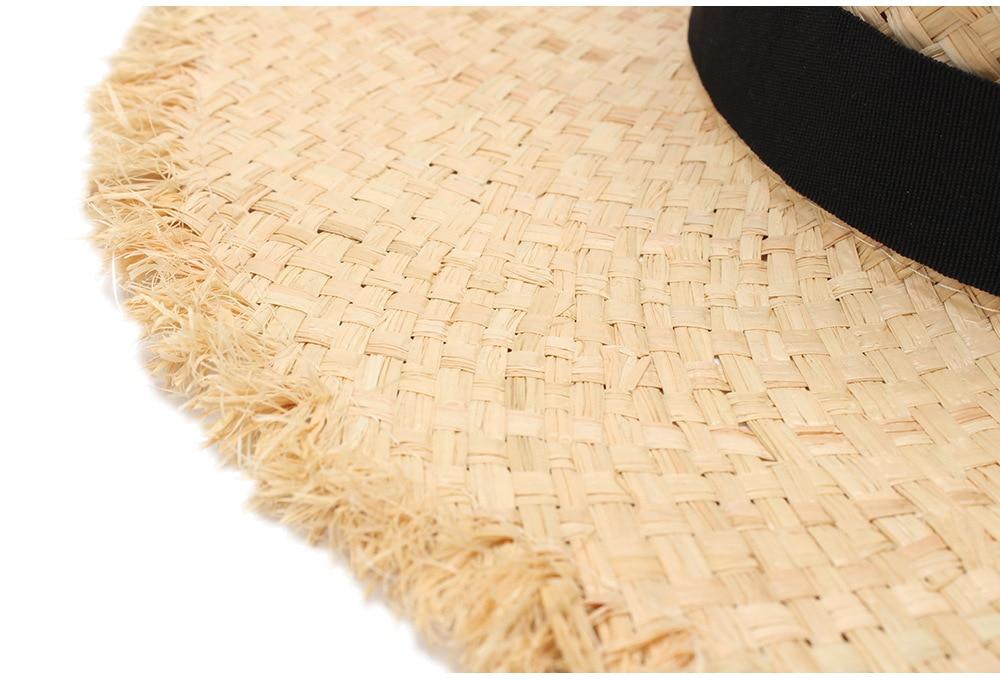 Foldable Raffia Straw Floppy Beach Hat with Belt