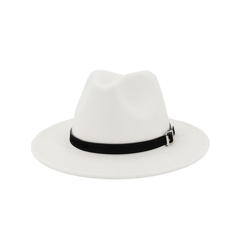 Wool Felt Fedora Panama Hat with Belt and Buckle
