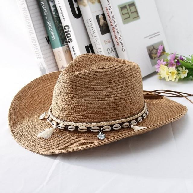 Sommer-Cowboyhut mit Muschelquasten und Anhängern