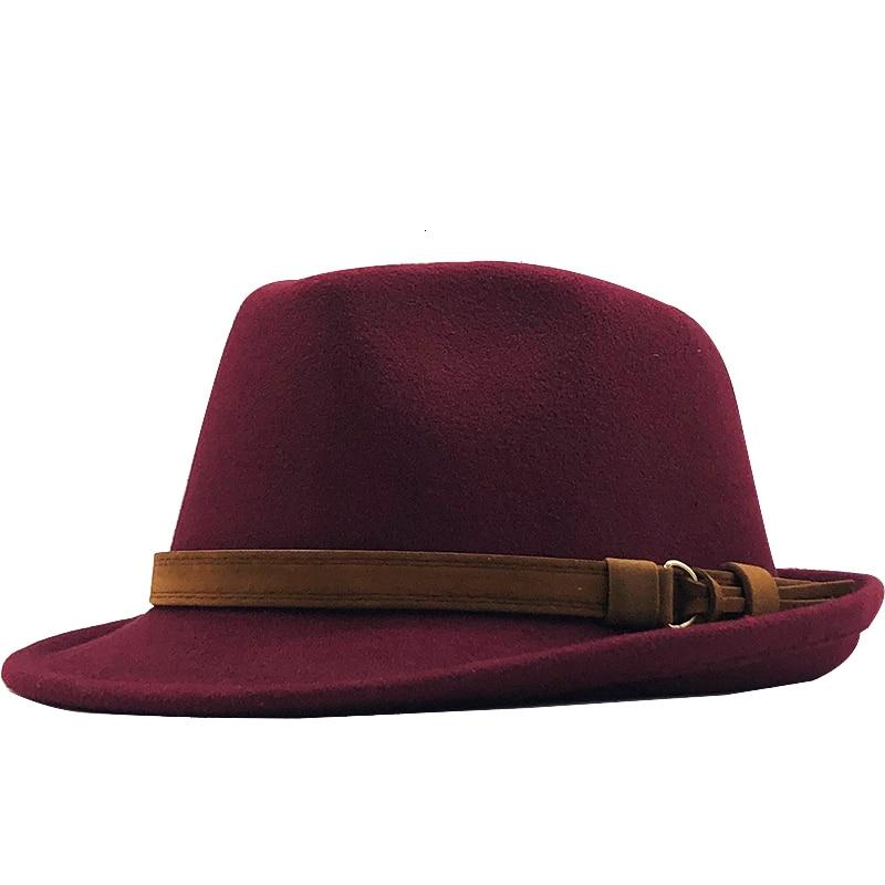 Wool Felt Fedora Trilby Hat with Brown Belt Hatband