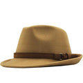 Wool Felt Fedora Trilby Hat with Brown Belt Hatband