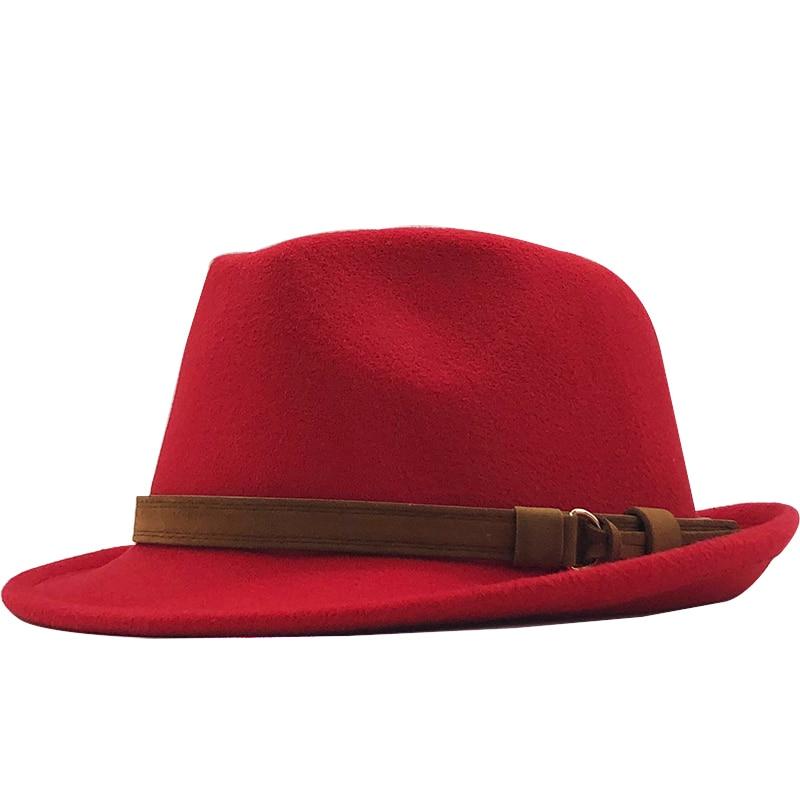 Wool Felt Fedora Trilby Hat with Brown Belt Hatband