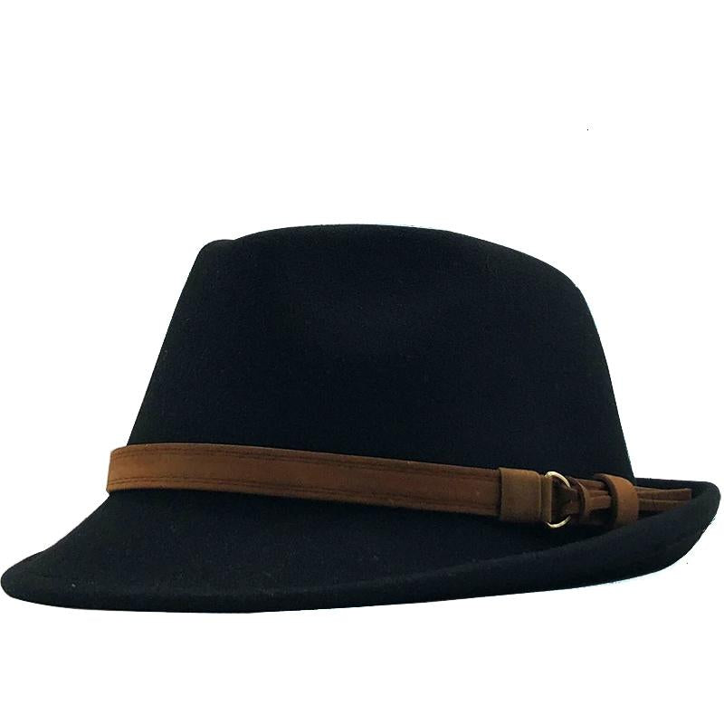 Wool Felt Fedora Trilby Hat with Brown Belt Hatband