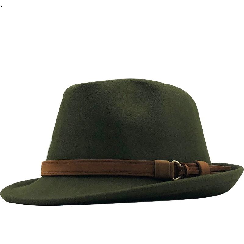 Wool Felt Fedora Trilby Hat with Brown Belt Hatband
