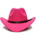Retro Eltern-Kind-Wollcowboyhut mit kaffeefarbenem Lederband